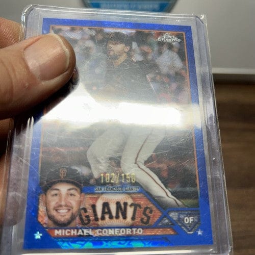 Cheap Sneaks Footwear/Sports Cards Baseball Card 2023 Topps Chrome Blue /150 Logofractor Lot (3) Michael Conforto SF Gi