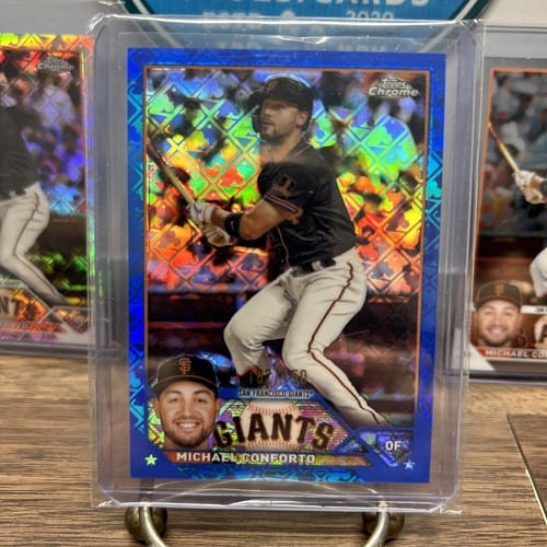 Cheap Sneaks Footwear/Sports Cards Baseball Card 2023 Topps Chrome Blue /150 Logofractor Lot (3) Michael Conforto SF Gi