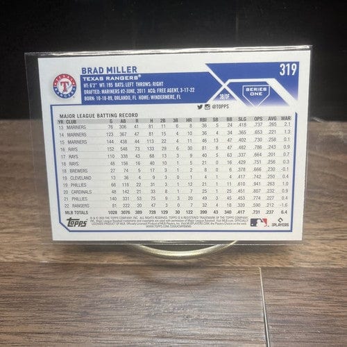 Cheap Sneaks Footwear/Sports Cards Baseball Card 2023 Topps Series 1 Baseball Card #319 Brad Miller - Texas Rangers