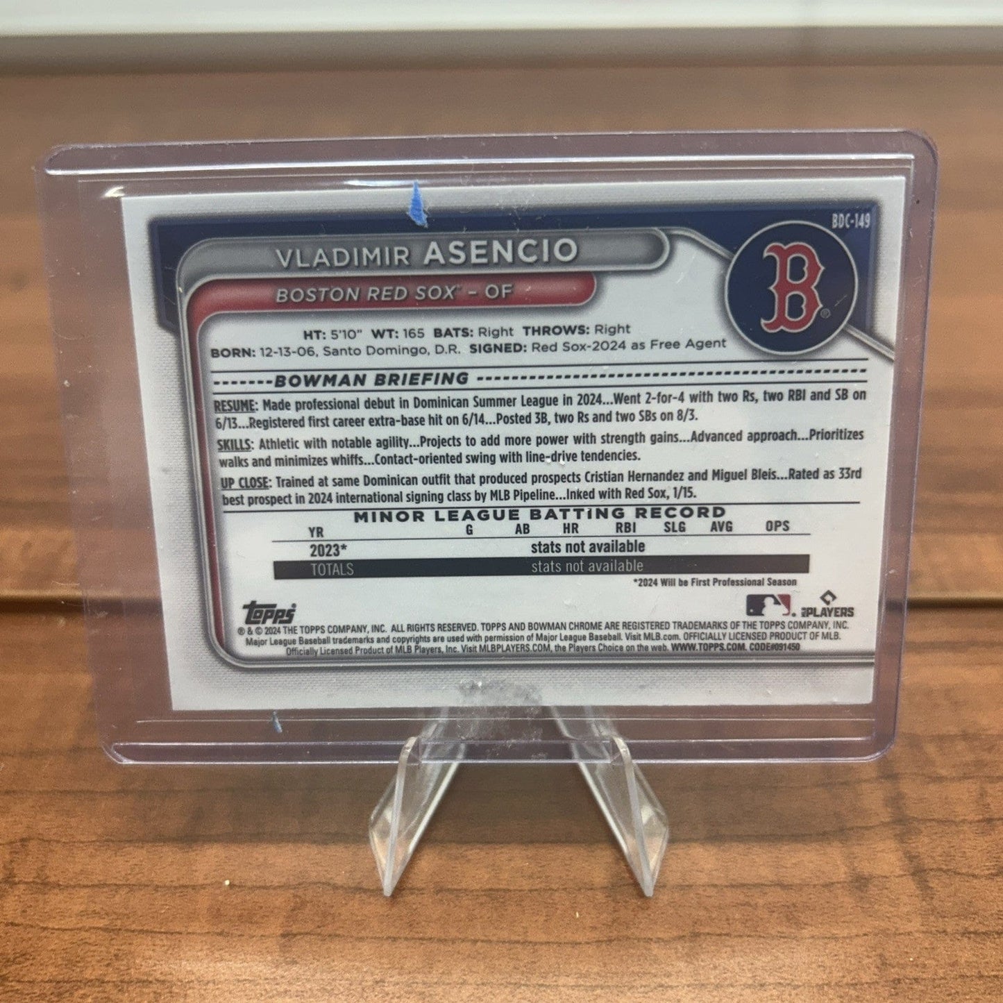 Cheap Sneaks Footwear/Sports Cards Baseball Card 2024 Bowman Draft Chrome VLADIMIR ASENCIO #BDC-149 Blue Refractor /150