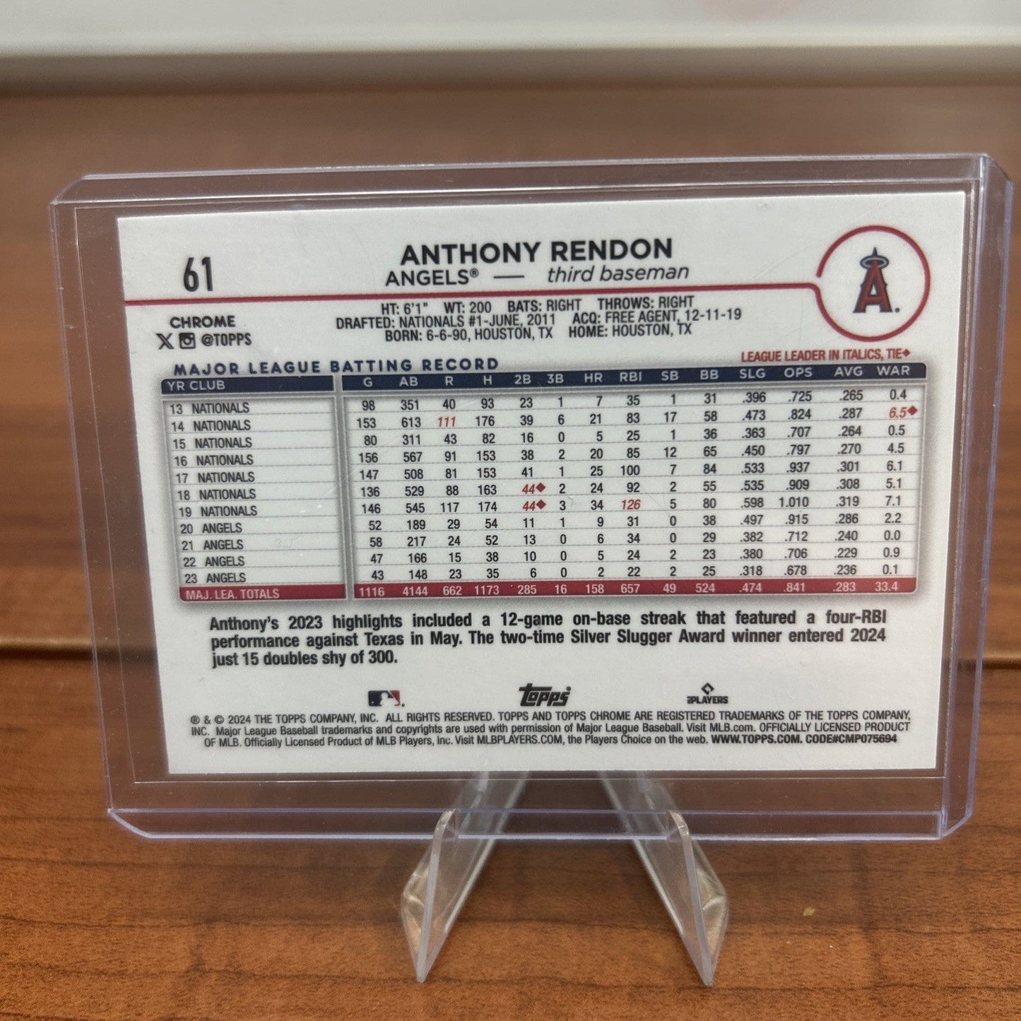 Cheap Sneaks Footwear/Sports Cards Baseball Card 2024 Topps Chrome #61 Anthony Rendon Blue Refractors #/150