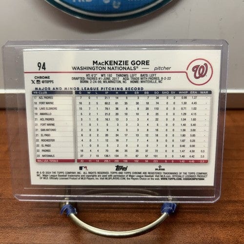 Cheap Sneaks Footwear/Sports Cards Baseball Card 2024 Topps Chrome Blue Refractor #94 Mackenzie Gore /150 Washington Na