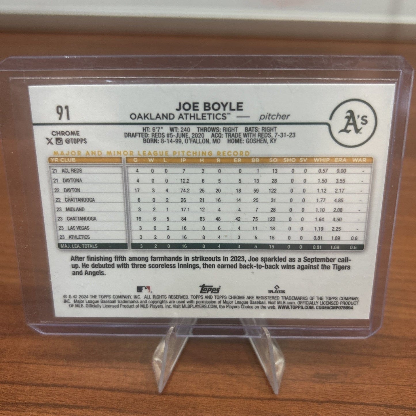 Cheap Sneaks Footwear/Sports Cards Baseball Card 2024 Topps Chrome Joe Boyle Negative Refractor Oakland Athletics