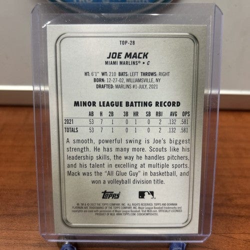 Cheap Sneaks Footwear/Sports Cards Baseball Card 95/299 Joe Mack 2022 Bowman Platinum Green Ice Foil Pros.#TOP-28 Miami