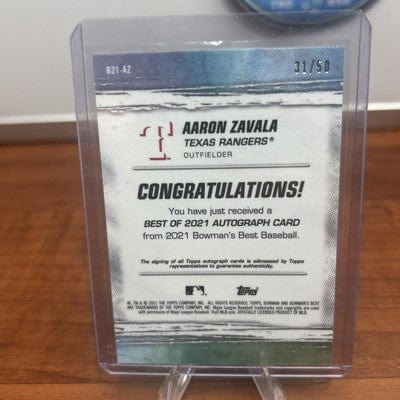Cheap Sneaks Footwear/Sports Cards Baseball Card Aaron Zavala 2021 Bowman's Best /50 Gold Refractor Auto #B21-AZ Ranger