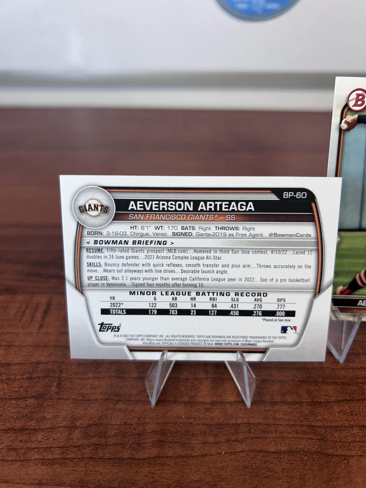 Cheap Sneaks Footwear/Sports Cards Baseball Card Aeverson Arteaga 2023 Bowman Prospects #BP-60 San Francisco Giants