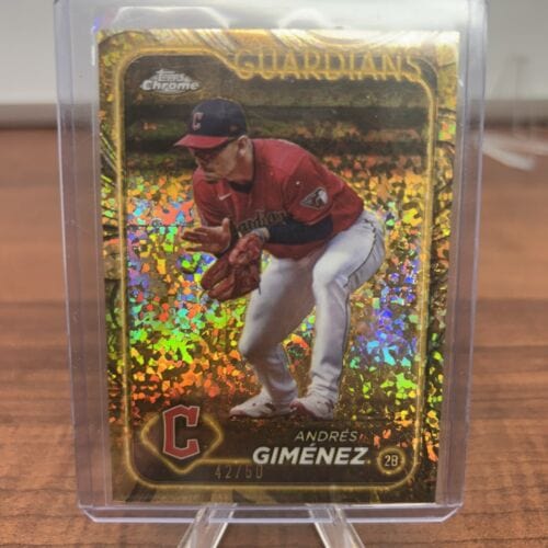 Cheap Sneaks Footwear/Sports Cards Baseball Card Andres Gimenez 2024 Topps Gilded Gold Mini Diamond Refractor Card #67