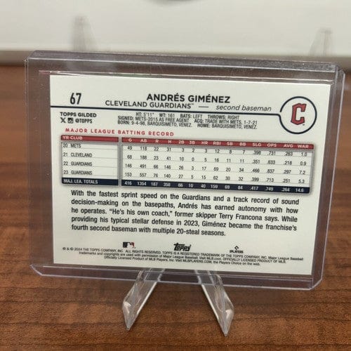 Cheap Sneaks Footwear/Sports Cards Baseball Card Andres Gimenez 2024 Topps Gilded Gold Mini Diamond Refractor Card #67