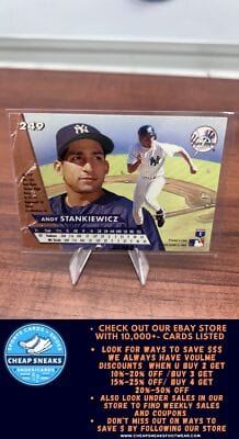 Cheap Sneaks Footwear/Sports Cards Baseball Card Andy Stankiewicz 1993 Ultra #249 New York Yankees