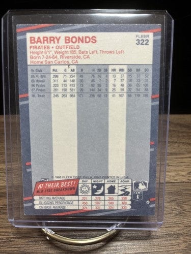 Cheap Sneaks Footwear/Sports Cards Baseball Card Barry Bonds 1988 Fleer Card #322 Pittsburgh Pirates
