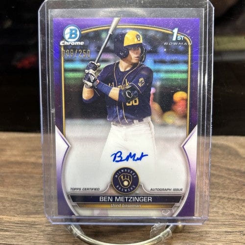 Cheap Sneaks Footwear/Sports Cards Baseball Card Ben Metzinger Auto 2023 Bowman Chrome 99/250 True Purple Refractor 1st