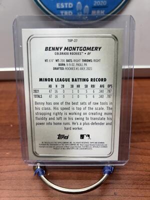 Cheap Sneaks Footwear/Sports Cards Baseball Card Benny Montgomery 2022 Bowman Platinum Green Ice Foil #TOP-27 Rockies /