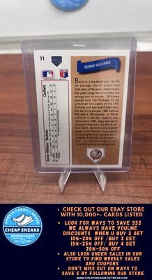 Cheap Sneaks Footwear/Sports Cards Baseball Card Bernie Williams 1991 Upper Deck #11c New York Yankees