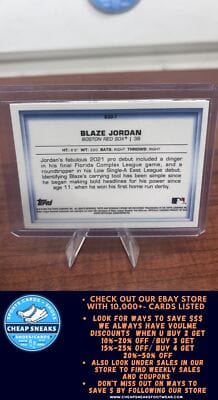 Cheap Sneaks Footwear/Sports Cards Baseball Card Blaze Jordan 2022 Bowman Bowman in 3D #B3D-7 Boston Red Sox