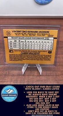 Cheap Sneaks Footwear/Sports Cards Baseball Card Bo Jackson 1989 Donruss #208b Kansas City Royals
