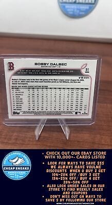 Cheap Sneaks Footwear/Sports Cards Baseball Card Bobby Dalbec 2022 Topps Chrome Sonic #51 Boston Red Sox