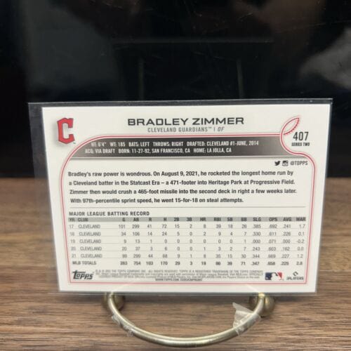 Cheap Sneaks Footwear/Sports Cards Baseball Card Bradley Zimmer 2022 Topps Baseball Series 2 #407 MLB Cleveland Guardia