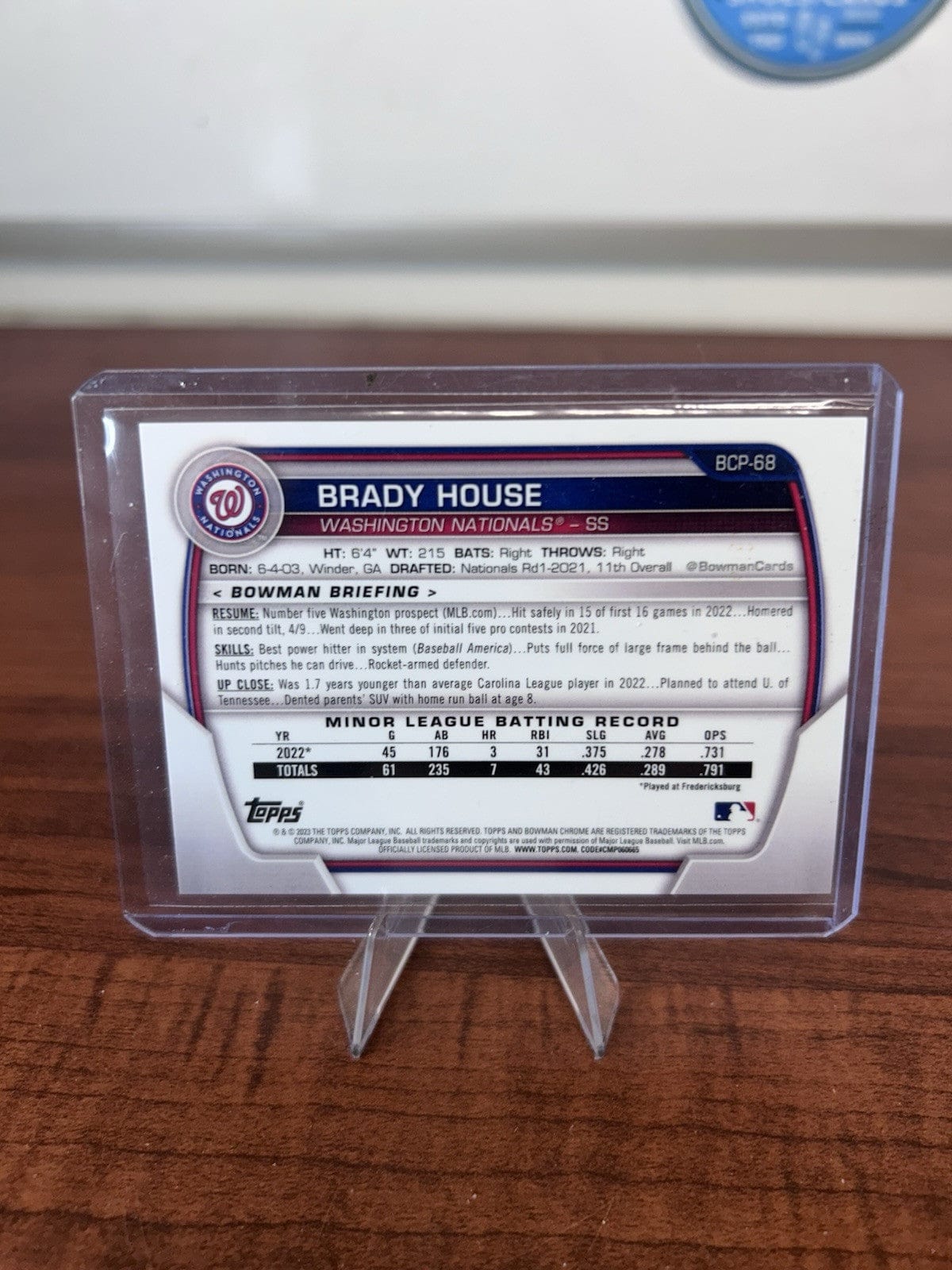 Cheap Sneaks Footwear/Sports Cards Baseball Card Brady House 2023 Bowman Chrome Lava Refractor Card #BCP-68 Nationals