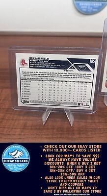 Cheap Sneaks Footwear/Sports Cards Baseball Card Brayan Bello RC 2023 Topps #185 Red Sox+ Bonus Card