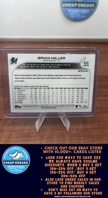 Cheap Sneaks Footwear/Sports Cards Baseball Card Brian Miller (RC) 2022 Topps #425 Miami Marlins