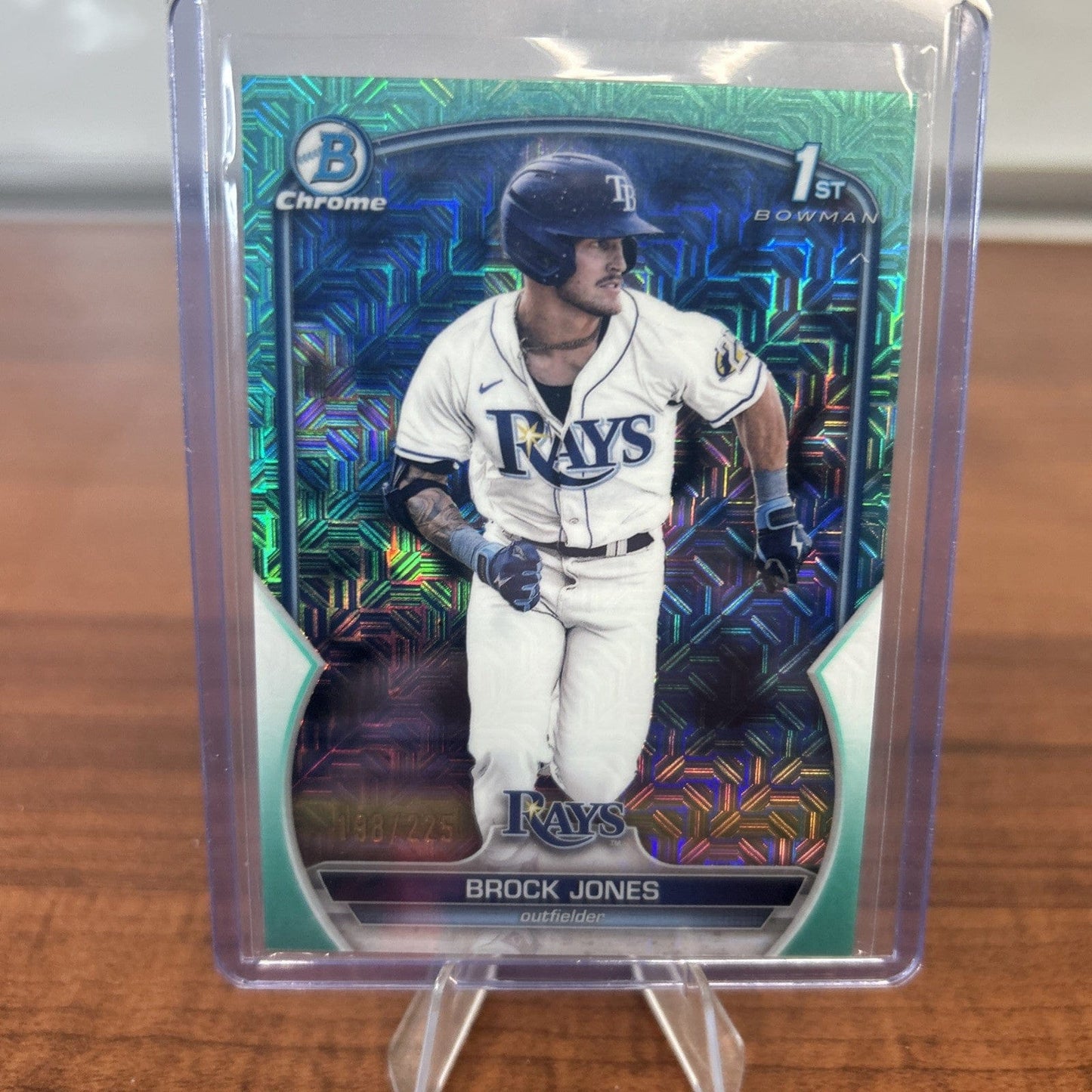 Cheap Sneaks Footwear/Sports Cards Baseball Card Brock Jones 2023 Bowman Chrome Aqua Mega Refractor #BCP-115 TB Rays /