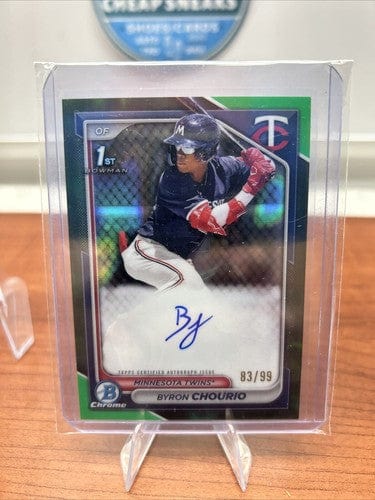 Cheap Sneaks Footwear/Sports Cards Baseball Card Byron Chourio 2024 Bowman Chrome 1st Bowman Green Lunar Auto /99 Minne
