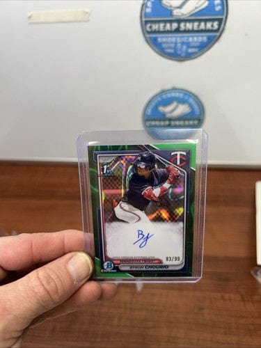 Cheap Sneaks Footwear/Sports Cards Baseball Card Byron Chourio 2024 Bowman Chrome 1st Bowman Green Lunar Auto /99 Minne