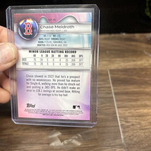 Cheap Sneaks Footwear/Sports Cards Baseball Card Chase Meidroth 2023 Bowman Platinum #TOP-49