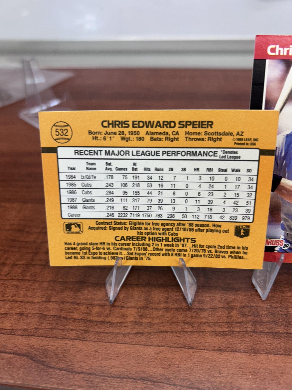 Cheap Sneaks Footwear/Sports Cards Baseball Card Chris Speier 1989 Donruss #532b San Francisco Giants