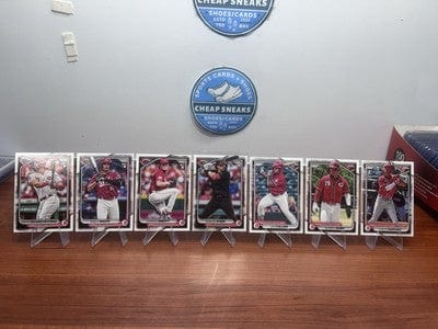 Cheap Sneaks Footwear/Sports Cards Baseball Card Cincinnati Reds 2024 Bowman Base Lot (7) Sanchez 1st, Marte RC, Strand