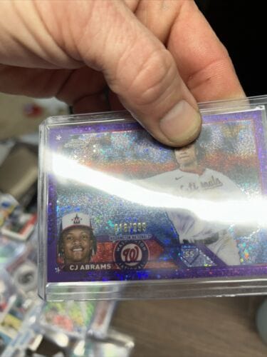 Cheap Sneaks Footwear/Sports Cards Baseball Card CJ Abrams 2023 Topps Chrome Purple Speckle 18/299 Washington Nationals
