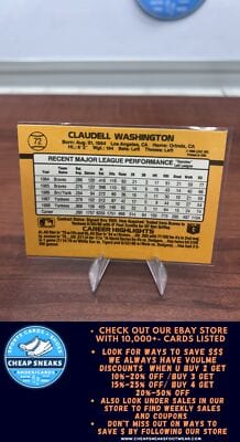 Cheap Sneaks Footwear/Sports Cards Baseball Card Claudell Washington 1989 Donruss #72 New York Yankees