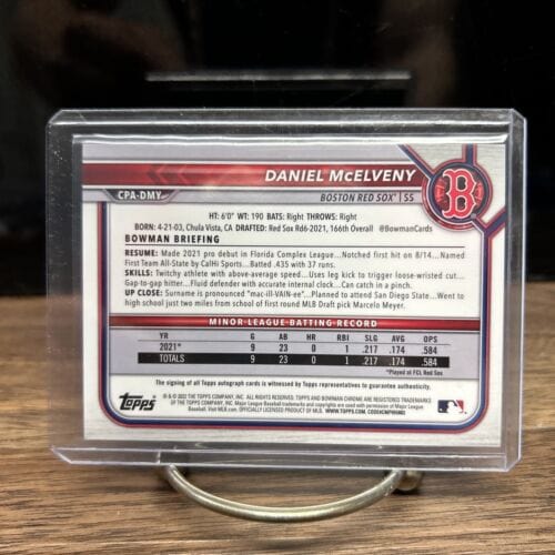 Cheap Sneaks Footwear/Sports Cards Baseball Card Daniel McElveny 2022 Bowman Chrome Yellow Refractor Auto Red Sox #CPA-
