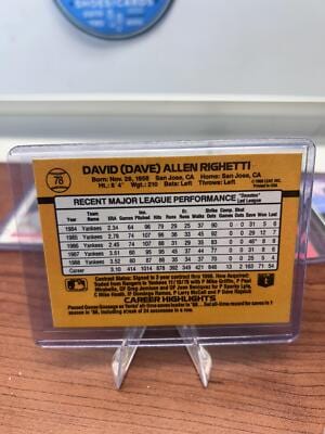 Cheap Sneaks Footwear/Sports Cards Baseball Card Dave Righetti 1989 Donruss #78c New York Yankees