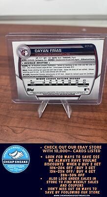 Cheap Sneaks Footwear/Sports Cards Baseball Card Dayan Frías SN 2023 Bowman Chrome Prospects Aqua Shimmer Refractors #