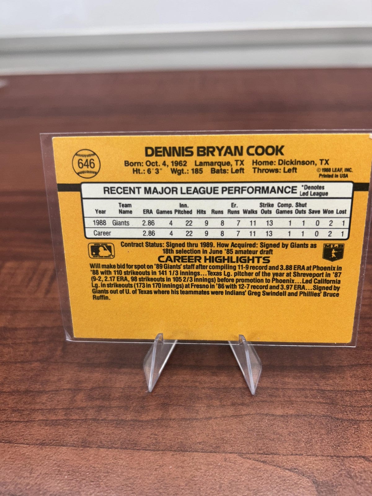 Cheap Sneaks Footwear/Sports Cards Baseball Card Dennis Cook RC 1989 Donruss #646 San Francisco Giants