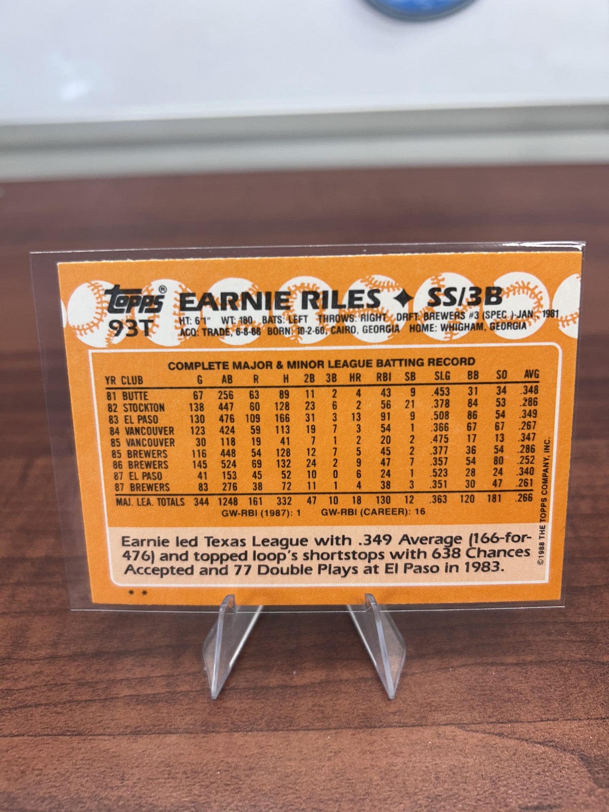 Cheap Sneaks Footwear/Sports Cards Baseball Card Earnie Riles 1988 Topps Traded #93T San Francisco Giants