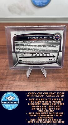 Cheap Sneaks Footwear/Sports Cards Baseball Card Francisco Lindor 2023 Bowman Chrome #24 New York Mets