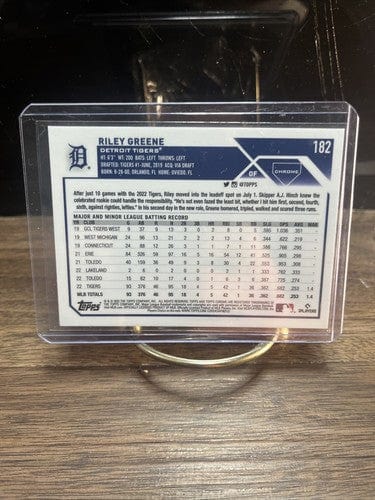 Cheap Sneaks Footwear/Sports Cards Baseball Card Green Wave Refractor Autograph #26/199 2023 Topps Chrome #182 Riley Greene Rookie Card Tigers