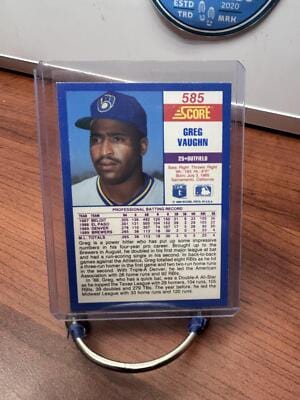 Cheap Sneaks Footwear/Sports Cards Baseball Card Greg Vaughn RC 1990 Score #585 Milwaukee Brewers