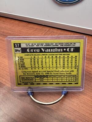 Cheap Sneaks Footwear/Sports Cards Baseball Card Greg Vaughn RC 1990 Topps #57 Milwaukee Brewers