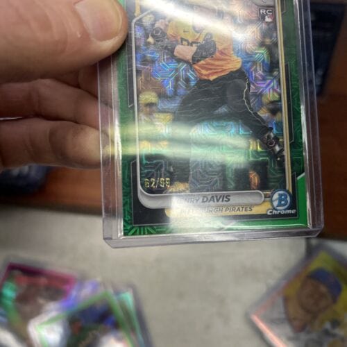 Cheap Sneaks Footwear/Sports Cards Baseball Card Henry Davis 2024 Bowman Chrome Green Mojo Refractor 62/99 (RC)#7 + Bon