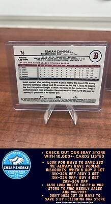 Cheap Sneaks Footwear/Sports Cards Baseball Card Isaiah Campbell RC 2024 Topps Chrome #76 Boston Red Sox