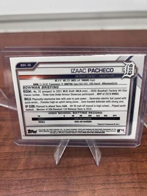 Cheap Sneaks Footwear/Sports Cards Baseball Card Izaac Pacheco 2021 Bowman Draft Chrome #BDC-46 Detroit Tigers