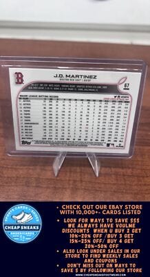 Cheap Sneaks Footwear/Sports Cards Baseball Card J.D. Martinez 2022 Topps Chrome #67 Boston Red Sox
