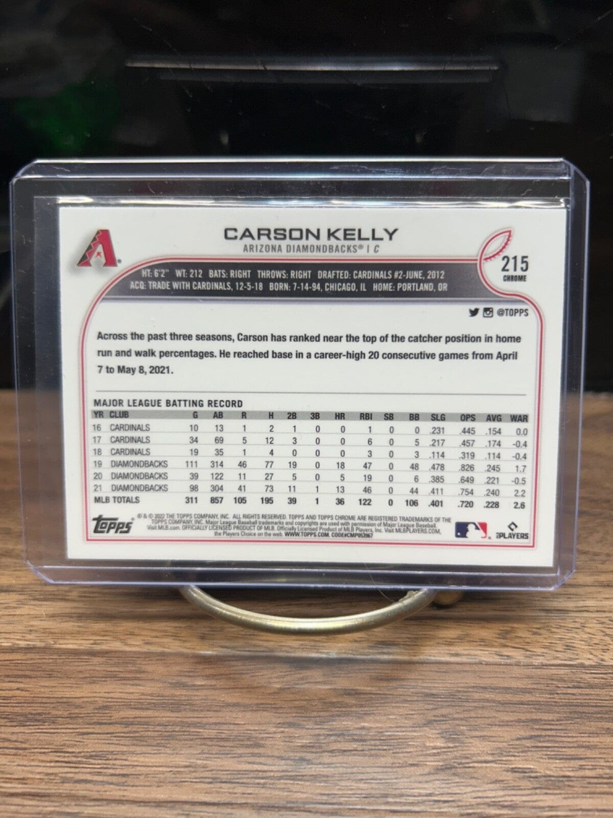 Cheap Sneaks Footwear/Sports Cards Baseball Card J. Palacios RC Auto #1 Carson Kelly 2022 Topps Chrome Baseball Card #215 ARIZONA DIAMONDBACK