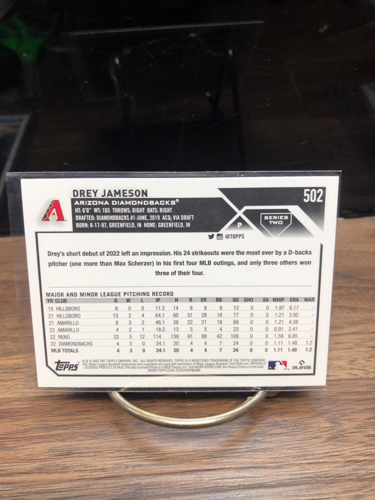 Cheap Sneaks Footwear/Sports Cards Baseball Card J. Palacios RC Auto #1 Drey Jameson Rookie Card RC 2023 Topps Series 2 #502 Arizona Diamondba