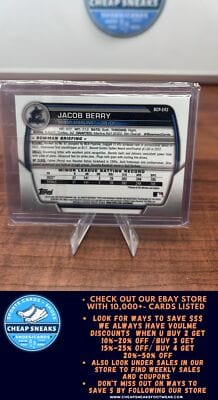 Cheap Sneaks Footwear/Sports Cards Baseball Card Jacob Berry 2023 Bowman Chrome Chrome Prospects Mojo Refractor #BCP-24