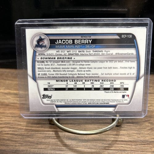 Cheap Sneaks Footwear/Sports Cards Baseball Card Jacob Berry 2023 Bowman Chrome Lunar Glow Refractor Prospect #BCP-108