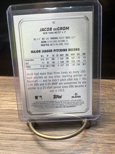 Cheap Sneaks Footwear/Sports Cards Baseball Card Jacob DeGrom 2022 Bowman Platinum Baseball Card #42 New York Mets